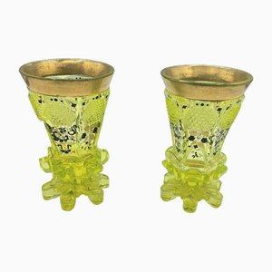Böhmische Vasen aus Emailliertem Glas, 19. Jh., 2er Set