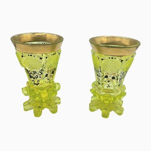 Vases Bohème en Verre Emaillé, 19ème Siècle, Set de 2