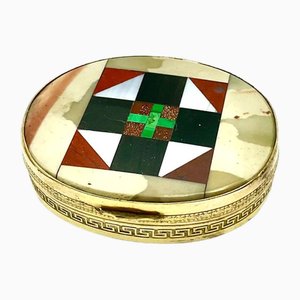 Kleine Kiste aus Hartstein oder Pietra Dura, 19. Jh.