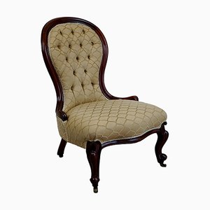 Victorian Walnut Showframe Ladys Salon Chair, 1840s