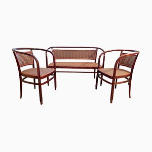 Set da salotto originale Art Nouveau di Jacob & Josef Kohn, anni '10, set di 3