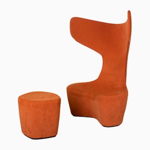 Drum Chair and Footstool by Mac Stopa for Cappellini, 2010s, Set of 2