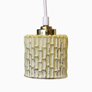 Window Ceiling Lamp with Relief-Patterned Glass and Brass Knob, 1960s