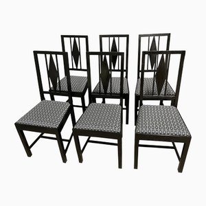 Art Nouveau Dining Chairs in style Josef Hoffmann School, 1910s, Set of 6