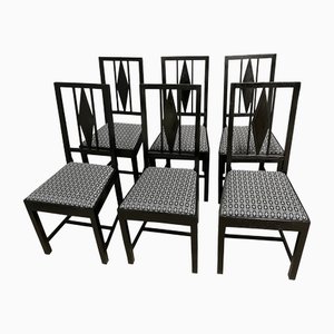 Chaises de Salle à Manger Art Nouveau de style Josef Hoffmann School, 1910s, Set de 6