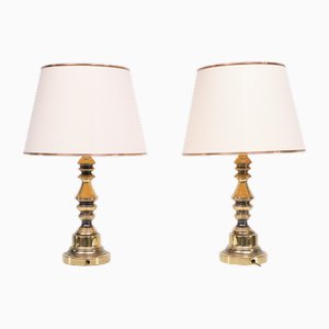 Hollywood Regency Brass Table Lamps, USA, 1970s, Set of 2