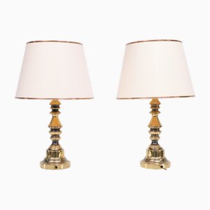 Lampes de Bureau Hollywood Regency en Laiton, États-Unis, 1970s, Set de 2