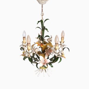 Italian Metal Flower Chandelier, 1960s