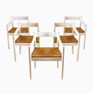Weiße Carimate Stühle von Vico Magistretti für Cassina, 1960er, 5er Set
