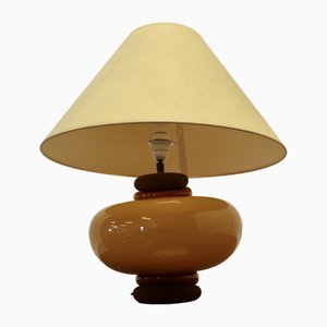 Große Sideboard Lampe aus Kieselstein & Gelbem Glas, 1960er