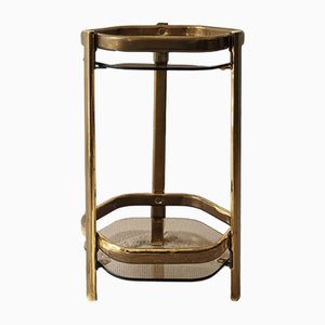 Vintage Side Table in Gold & Smoke Glass, 1970s