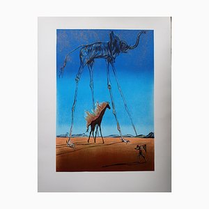 Salvador Dali, La giraffa in fiamme, 1999, Litografia