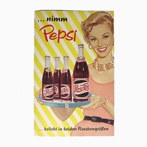 Affiche Publicitaire Vintage Pepsi Cola Pin Up, 1960s