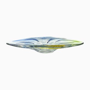 Cuenco Pizzicato checo Art Glass atribuido a Hana Machovska para Mstišov / Moser Karlovarske Glass, años 60