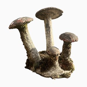 Vintage Belgian Stone Garden Mushroom Ornament, 1950s