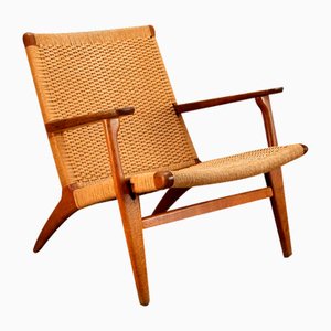 Ch25 Lounge Chair in Oak by Hans Wegner, Denmark, 1950s