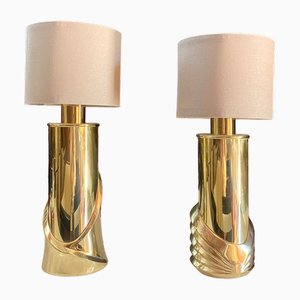 Brutalist Lamps in Brass by Luciano Frigerio, 1970s, Set of 2