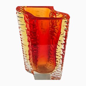 Red Vase Murano Glass by Flavio Poli for Poliarte, 1970s