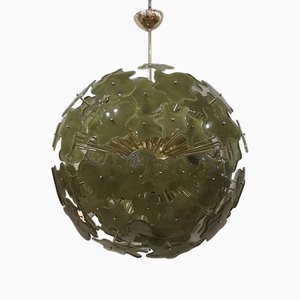 Lámpara de araña Sputnik vintage en verde de cristal de Murano, 2000