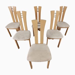 Wooden High Back Dining Chairs, 1990s, Set of 6