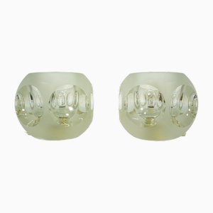 Würfelförmige Tischlampen aus Eisglas von Peill & Putzler, 1970er, 2er Set
