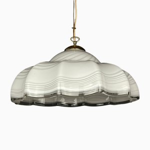 Vintage Italian Pendant Lamp in Swirl Murano Glass, 1970s