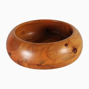 Large Swedish Bowl in Pine by Stig Johnsson, 1970s