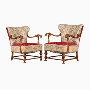 Dänische Art Deco Sessel aus Eiche, 1940er, 2er Set