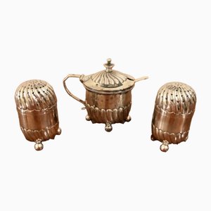 Antique Silver Salt and Pepper with Mustard Pot, 1910, Set of 3