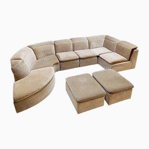 Modular Velvet Sofa, 1970s, Set of 7