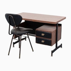 Mid-Century Modern Italian Desk & Chair, 1960s, Set of 2