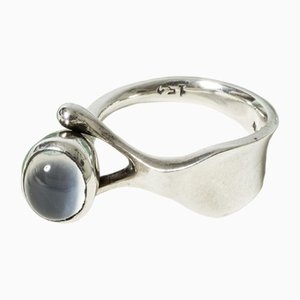 Vintage Silber & Mondstein Ring von Torun Bülow-Hübe