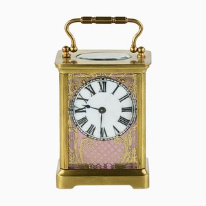 French Neo-Rococo Style Carriage Clock with Porcelain Painting, 1890s