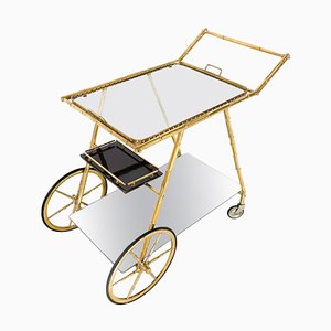 Mid-Century Modern Brass and Glass Trolley, Italy, 1950s