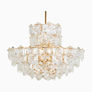 Large Chandelier in Brass and Crystal Glass attributed to Kinkeldey, Germany, 1970s