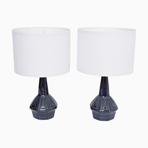 Mid-Century Model 1055 Blue Table Lamps by Einar Johansen for Soholm, 1960s, Set of 2