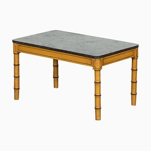 19th Century English Faux Bamboo, Marble & Painted Beech Coffee Table, 1850s