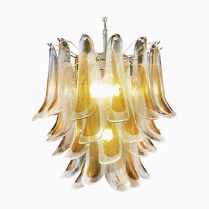 Vintage Italian Murano Chandelier with 41 Glass Amber Petals, 1990s