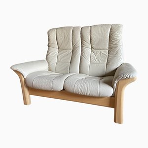 Two-Seater Sofa in White Leather from Ekornes Stressless