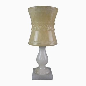 Stimmungsvolle französische Alabaster Marmor Tischlampe