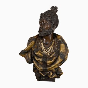 Africanist Early 20th Crouaux Ragot Porcelain Patinated Terracotta Bust