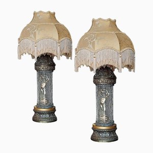American Gilded Spelter Table Lamps, 1920s, Set of 2