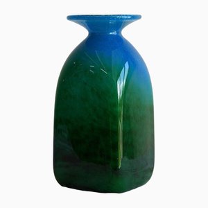 Blue and Green Glass Vase from John Orwar Lake Ekenas Sweden
