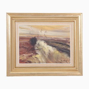 Karl A. Wolf, Composition, 1980s, Huile sur Toile, Encadré