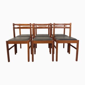 Vintage Scandinavian Teak and Skai Dining Chairs, 1960s, Set of 6