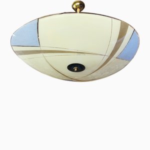 Lámpara colgante de vidrio y latón, años 60