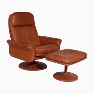 DS50 Reclining Swivel Chair and Stool from de Sede, 1970s, Set of 2