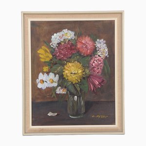 C. Møller, Flores, años 60, óleo sobre lienzo