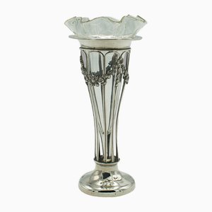 Petit Vase Art Nouveau en Verre et Argent, Angleterre, 1910s