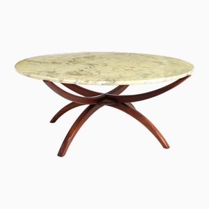 Mid-Century Swedish Rosewood and Marble Spider Coffee Table